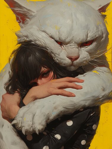 White Cat Giclée Print 50x70 cm - Animal Instinct #41 de Roger Haus, Impresión a la venta en Singulart