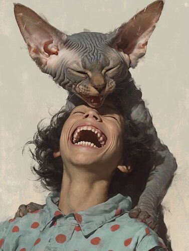 Laughing Cat Giclée Print 50x70 cm - Ha Ha HAI von Roger Haus, Druck kaufen auf Singulart