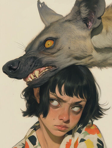 Guardian Hyena Giclée Print 30x40 cm - HAI Insane van Roger Haus, Afdruk te koop op Singulart