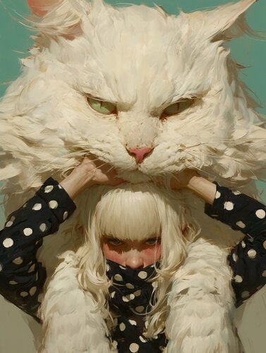 Winter Cat Giclée Print 30x40 cm - Animal Instinct #250 de Roger Haus, Impresión a la venta en Singulart