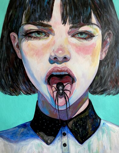 Spider Painting with Anna Dart (81x100 cm) I Animal Instinct 200 van Roger Haus, Schilderij te koop op Singulart