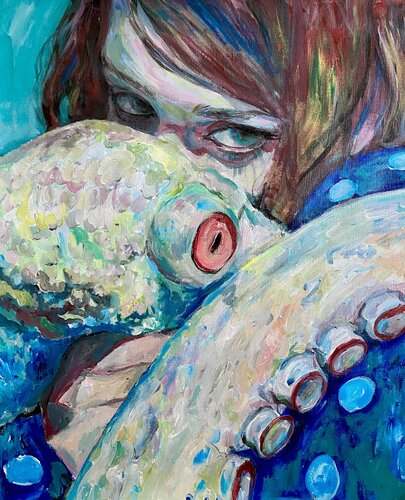 Octopus Painting with Anna Dart (50x60 cm) I Animal Instinct 80 van Roger Haus, Schilderij te koop op Singulart