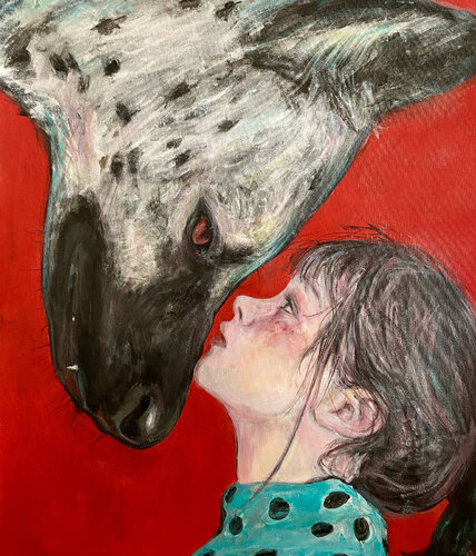 Hyena Painting with Anna Dart (50x60 cm) I Master van Roger Haus, Schilderij te koop op Singulart