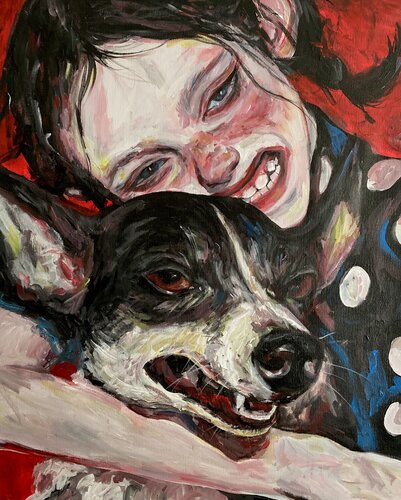 Dog Painting with Anna Dart (50x60 cm) I Animal Instinct  220 van Roger Haus, Schilderij te koop op Singulart