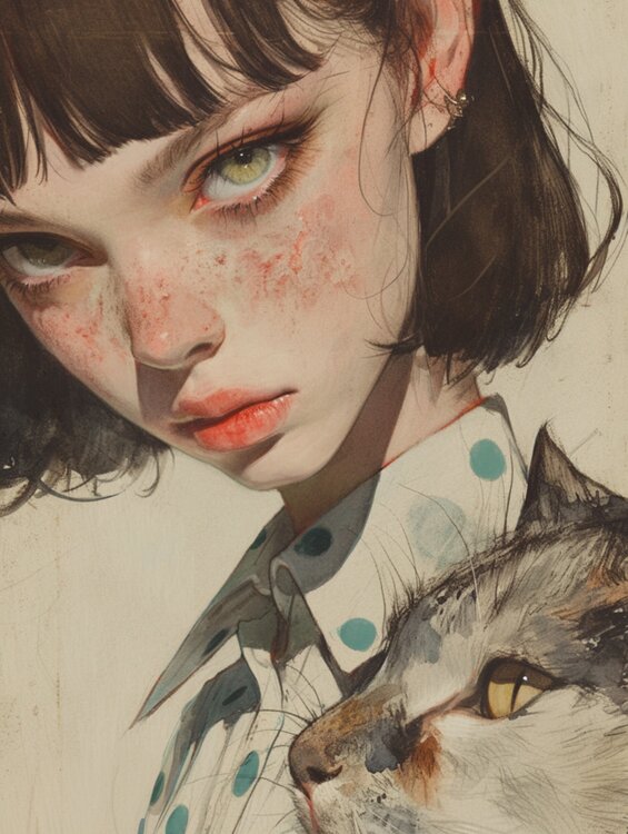 Cat Giclée Print 50x70 cm - HAI Marvellous Roger Haus