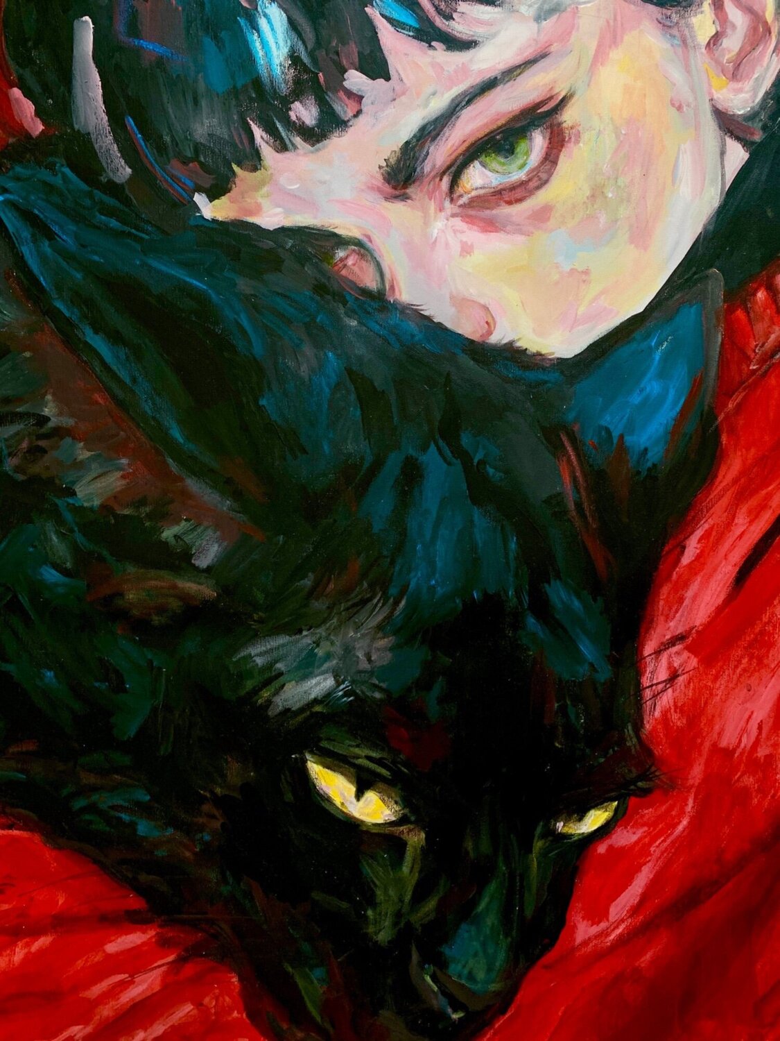 Panther Painting with Anna Dart (81x100 cm) I Animal Instinct #123 Roger Haus Original painting for sale