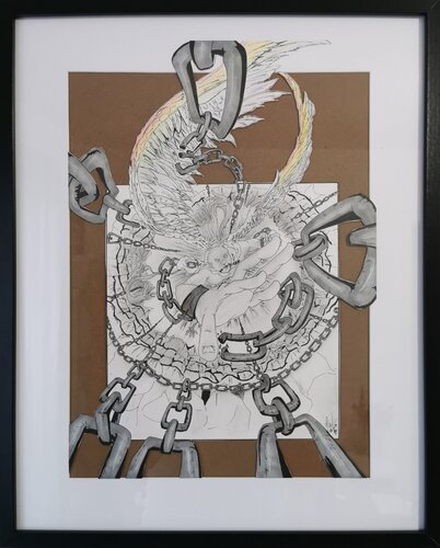 Evasion des chaines! Le vol de la liberte di Willy HERVY, Disegno in vendita su Singulart