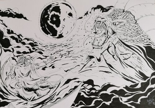 Affrontement lunaire di Willy HERVY, Disegno in vendita su Singulart