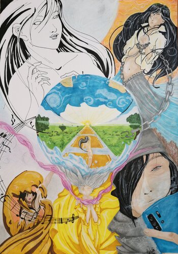 Mini monde di Willy HERVY, Disegno in vendita su Singulart