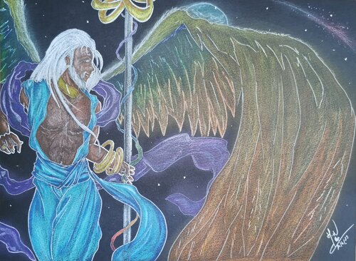 Gardien des astres - Echo solaire ether stellaire di Willy HERVY, Disegno in vendita su Singulart