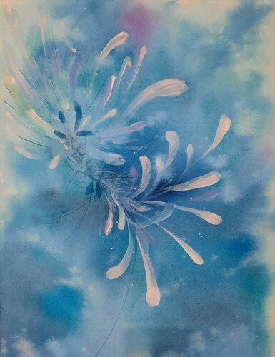 Fiori bianchi su sfondo azzurro von Paola Morandi, Malerei kaufen auf Singulart