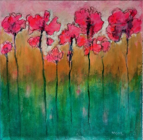 Papaveri fluo di Paola Morandi, Pittura in vendita su Singulart