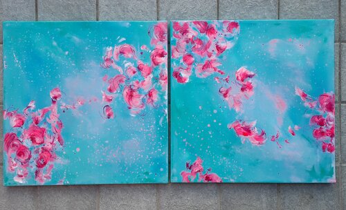 Diptych Roses 1, 2 par Paola Morandi, Peinture en vente sur Singulart