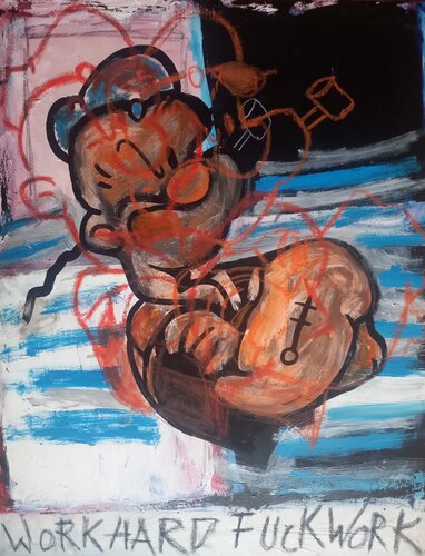 Work Hard- Fuck Work de Ole Müller, Pintura a la venta en Singulart