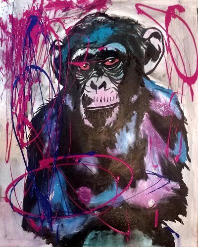 Der abstrakte Schimpanse by Ole Müller, Painting for Sale on Singulart
