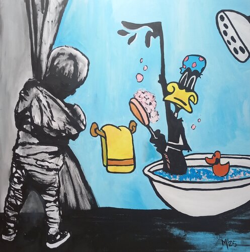 Duffy geht baden by Ole Müller, Painting for Sale on Singulart