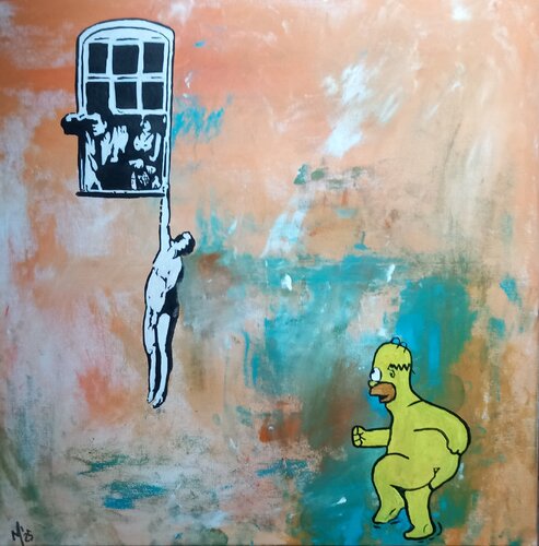 Oh no, Homer by Ole Müller, Painting for Sale on Singulart