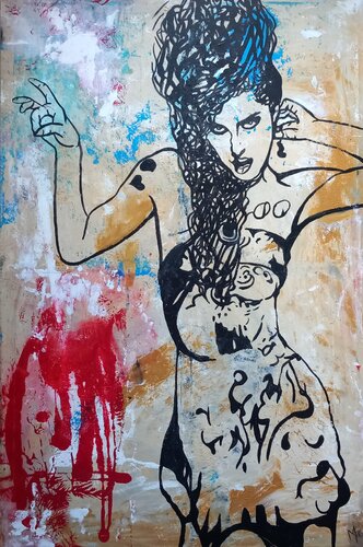 Amy Winehouse on the wall von Ole Müller, Malerei kaufen auf Singulart