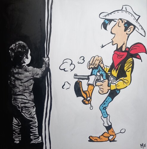 Black White and Luky Luke von Ole Müller, Malerei kaufen auf Singulart