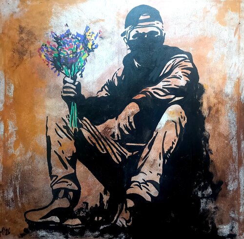 Sag es mit Blumen, two van Ole Müller, Schilderij te koop op Singulart