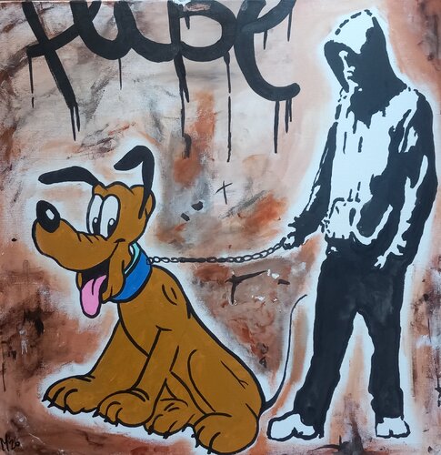 Pluto trifft Banksy di Ole Müller, Pittura in vendita su Singulart
