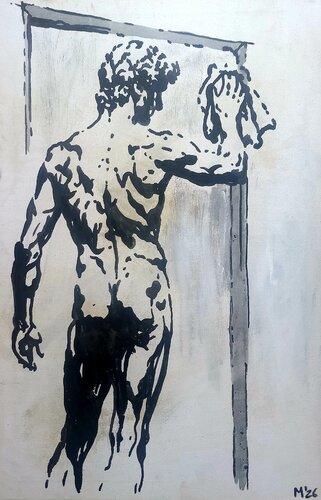 David und das Fenster by Ole Müller, Painting for Sale on Singulart