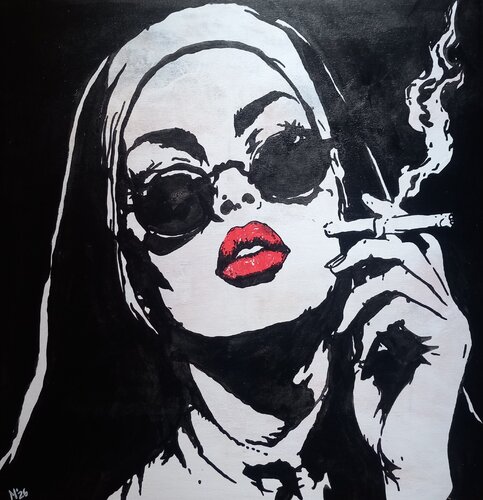 Smoking by Ole Müller, Painting for Sale on Singulart