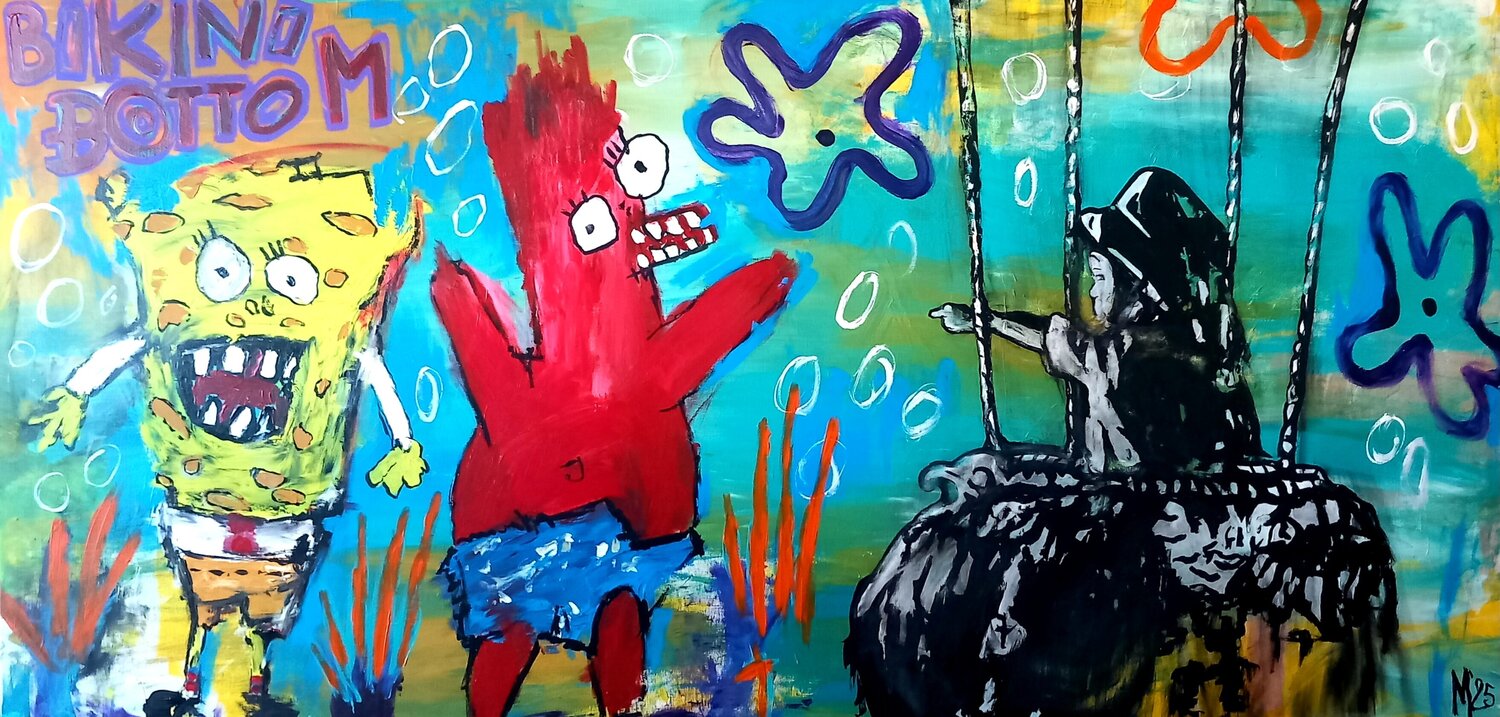 In the City of Bikini Bottom Ole Müller Originalgemälde zu verkaufen