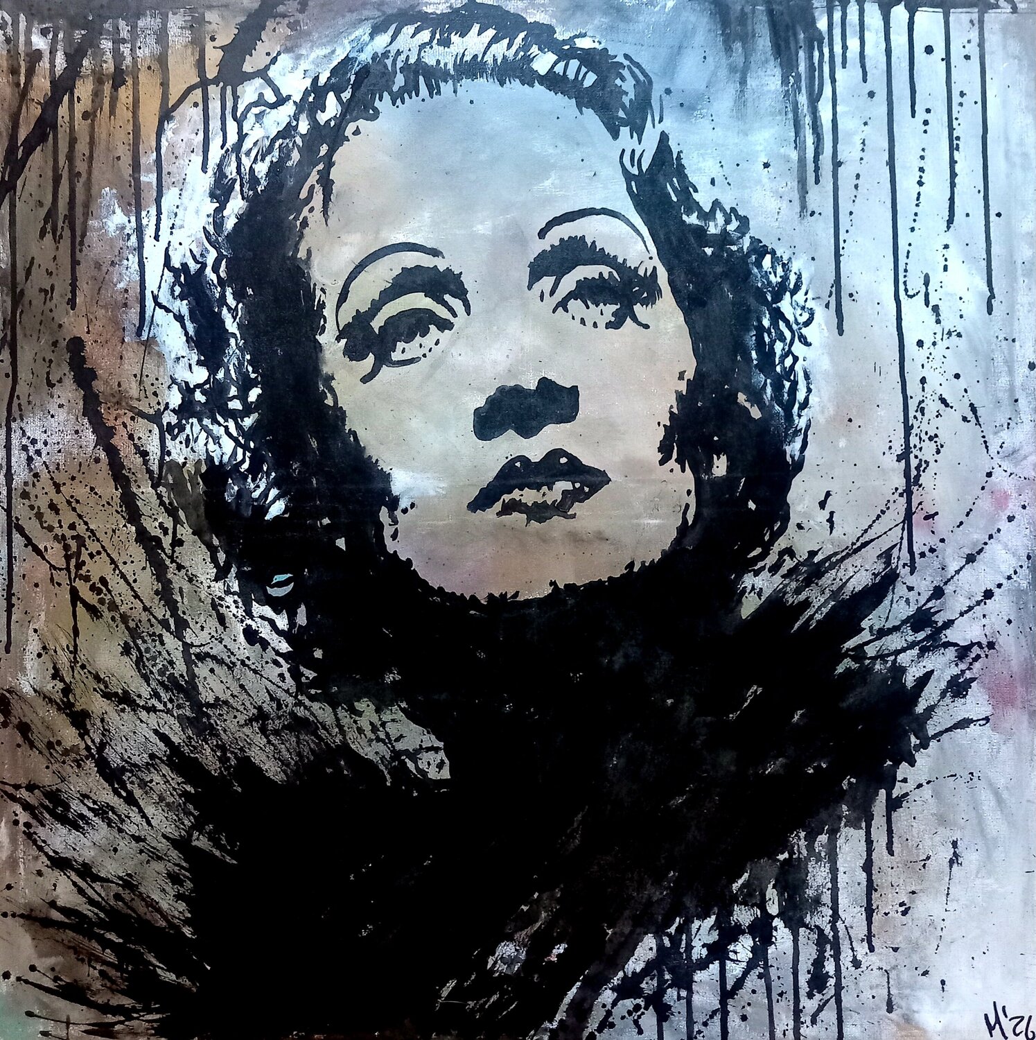 Marlene Dietrich Ole Müller Peinture originale à vendre