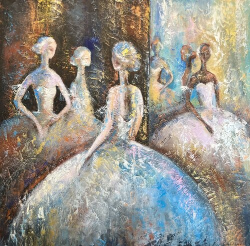 Ballerina Painting Original large Artwork Textured Contemporary Impressionistic Romantic Art Nataliya Rozhdestvenskaya