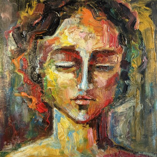 Porträt eines jungen Mädchens Original-Ölporträt par Nataliya Rozhdestvenskaya, Peinture en vente sur Singulart