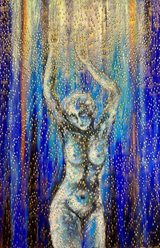 She Who Dances with Rain Original Painting van Nataliya Rozhdestvenskaya, Schilderij te koop op Singulart