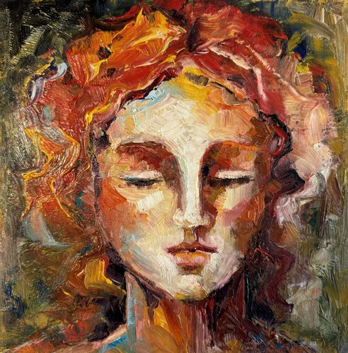 Girl Portrait Redhead Girl Oil Original Painting Romantic Woman Portrait Nataliya Rozhdestvenskaya