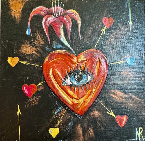 My Heart Painting Original Painting Miniature Textured Artwork von Nataliya Rozhdestvenskaya, Malerei kaufen auf Singulart