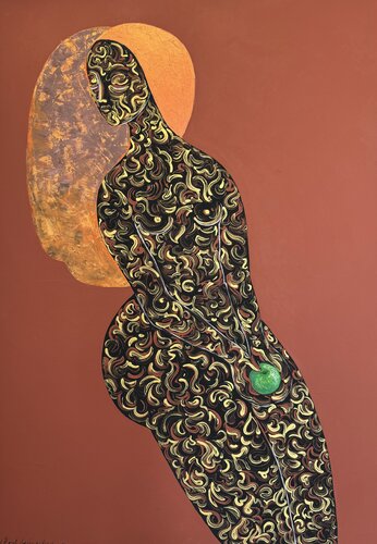 African Woman Painting Original Artwork  100x70 African Girl Art African Eve  Modern African  Contemporary Art par Nataliya Rozhdestvenskaya, Peinture en vente sur Singulart