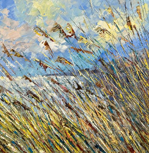 Seascape Original Oil Artwork 30x30 Ocean Painting Modern Contemporary Painting par Nataliya Rozhdestvenskaya, Peinture en vente sur Singulart
