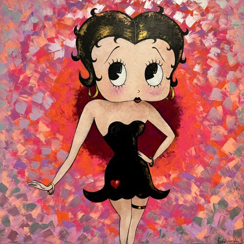 Betty Boop Original Painting 80x80 Betty Boop Cartoon Pop Art Large Artwork cartoon CharacterC van Nataliya Rozhdestvenskaya, Schilderij te koop op Singulart