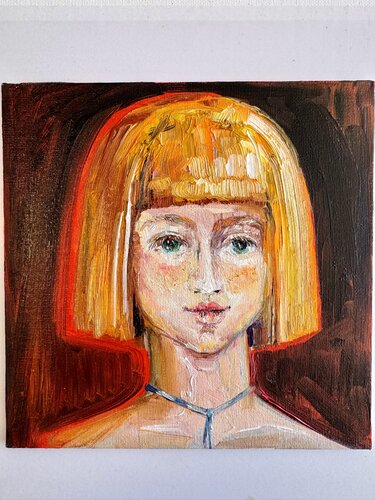 Portrait Painting Redhead Girl Oil Artwork Graceful Girl par Nataliya Rozhdestvenskaya, Peinture en vente sur Singulart
