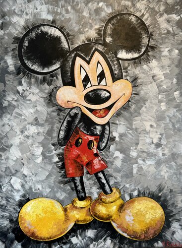 Mickey Mouse Painting Original Artwork 120x90 Pop Art Modern Artwork Cartoon Art di Nataliya Rozhdestvenskaya, Pittura in vendita su Singulart