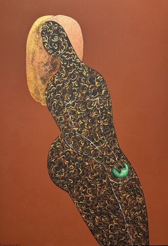 African Woman Painting Original Artwork  100x70 African Girl Art African Eve  Modern African  Contemporary Art par Nataliya Rozhdestvenskaya, Peinture en vente sur Singulart