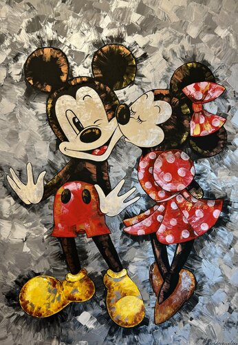 Mickey Mouse Painting Original Artwork 100x70 Mickey and Mini Mouse Pop Art large Painting by Nataliya Rozhdestvenskaya, Painting for Sale on Singulart