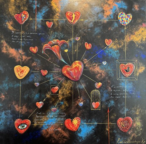Connection Original Contemporary Painting 100x100 by Nataliya Rozhdestvenskaya, 絵画 for Sale on Singulart