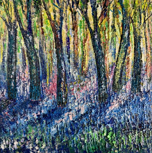 Spring Forest Original Oil Painting Trees in the Rays of the Sun Nataliya Rozhdestvenskaya