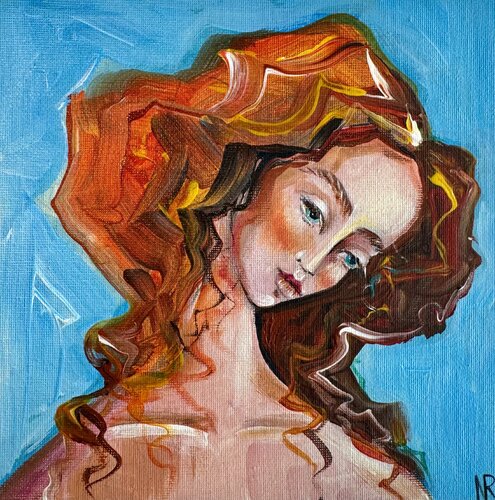 Girl Portrait Redhead Girl Original Painting Romantic Woman Portrait par Nataliya Rozhdestvenskaya, Peinture en vente sur Singulart