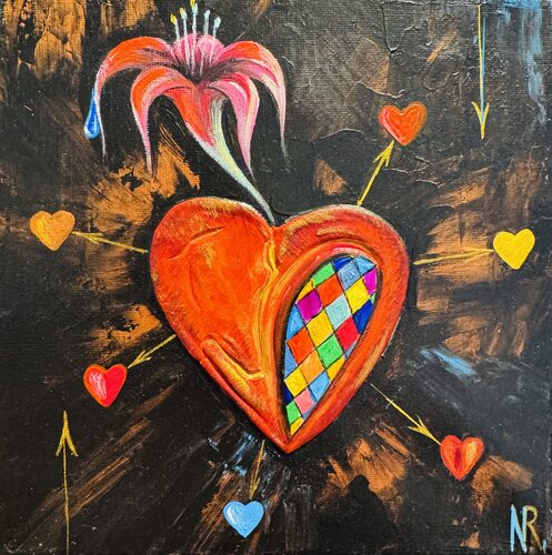 My Heart Painting Original Painting Miniature Textured Artwork von Nataliya Rozhdestvenskaya, Malerei kaufen auf Singulart
