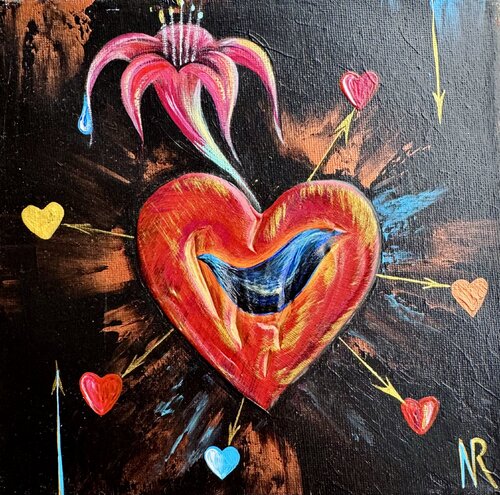 My Heart Painting Original Painting Miniature Textured Artwork von Nataliya Rozhdestvenskaya, Malerei kaufen auf Singulart