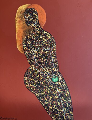 African Woman Painting Original Artwork  50x40 African Girl Art African Eve  Modern African  Contemporary Art von Nataliya Rozhdestvenskaya, Malerei kaufen auf Singulart