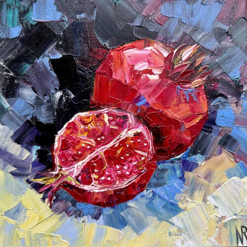 Pomegranate Original Oil Painting von Nataliya Rozhdestvenskaya, Malerei kaufen auf Singulart