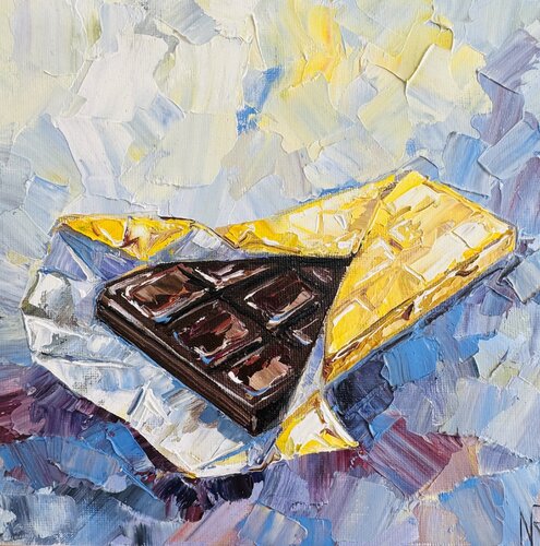 Chocolate Original Impasto Oil Painting Nataliya Rozhdestvenskaya