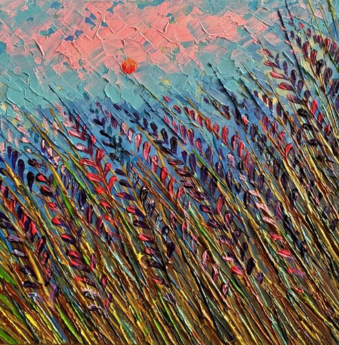 Lavender Field Original Impasto Oil Painting Provence Painting Romantic Artwork Nataliya Rozhdestvenskaya